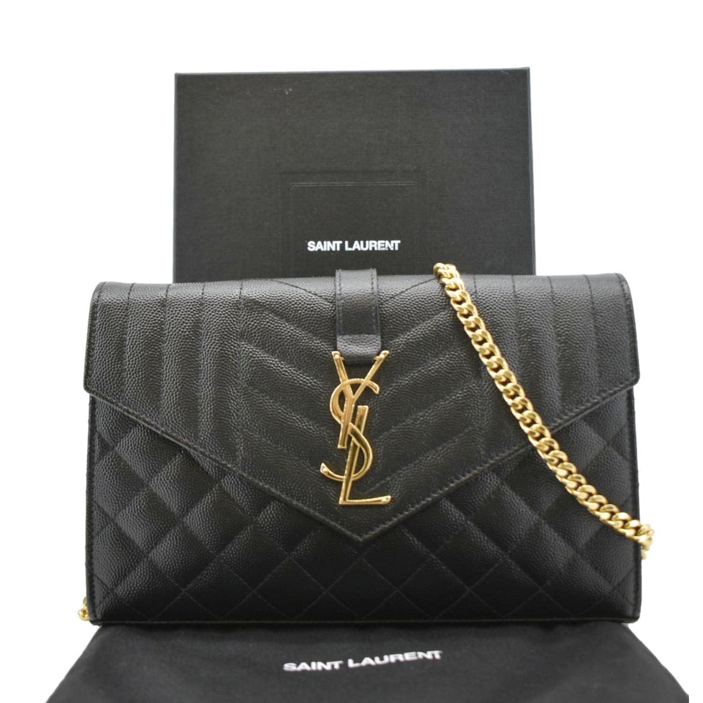 YVES SAINT LAURENT WOC Mixed Matelasse Leather Shoulder Bag Black