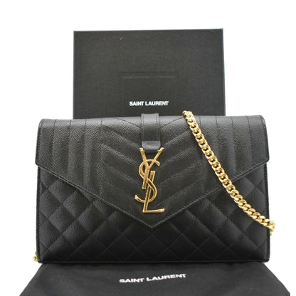 YVES SAINT LAURENT WOC Mixed Matelasse Leather Shoulder Bag Black