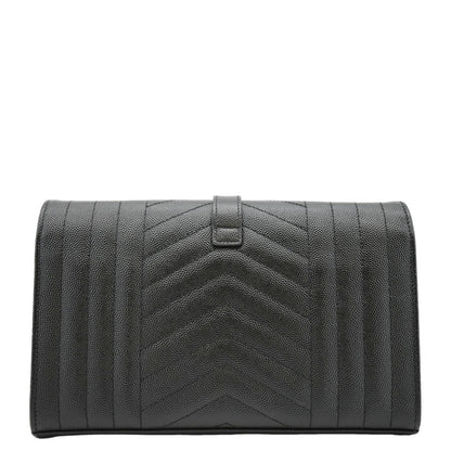 YVES SAINT LAURENT WOC Mixed Matelasse Leather Shoulder Bag Black