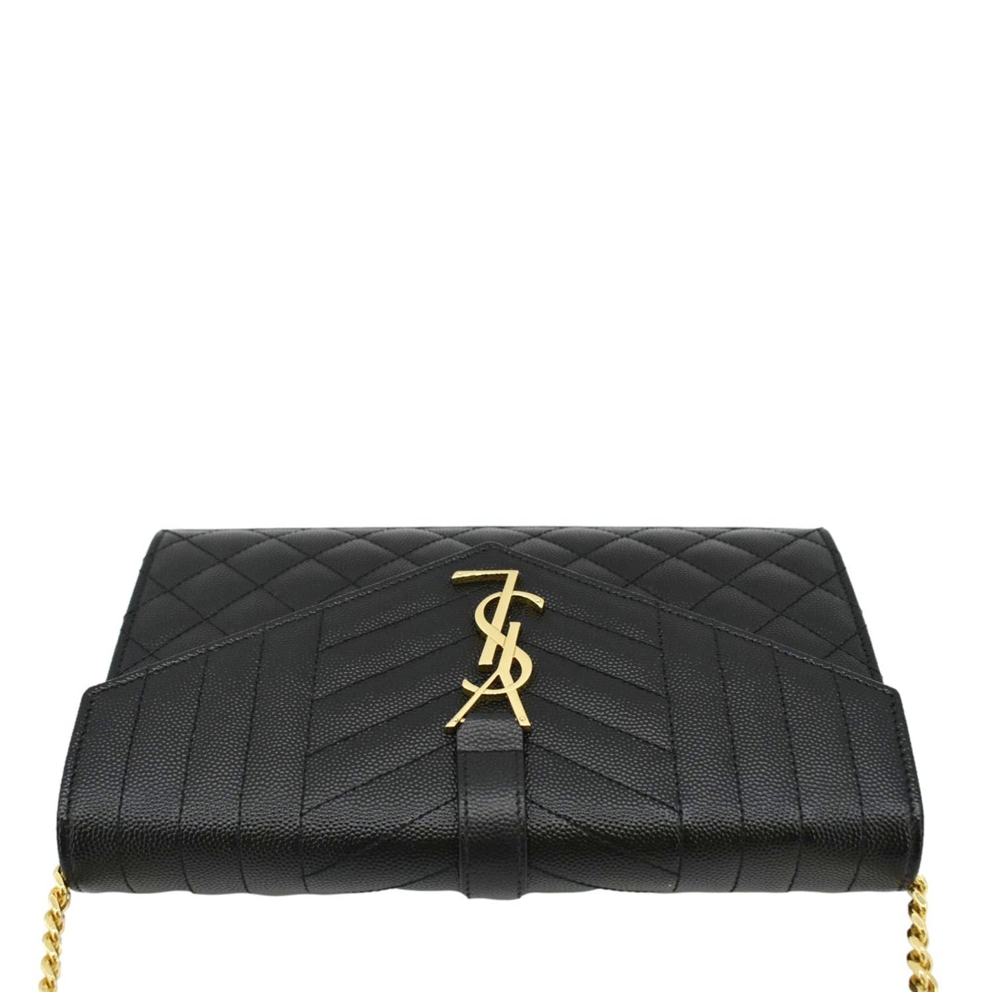 YVES SAINT LAURENT WOC Mixed Matelasse Leather Shoulder Bag Black