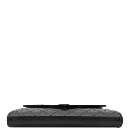 YVES SAINT LAURENT WOC Mixed Matelasse Leather Shoulder Bag Black