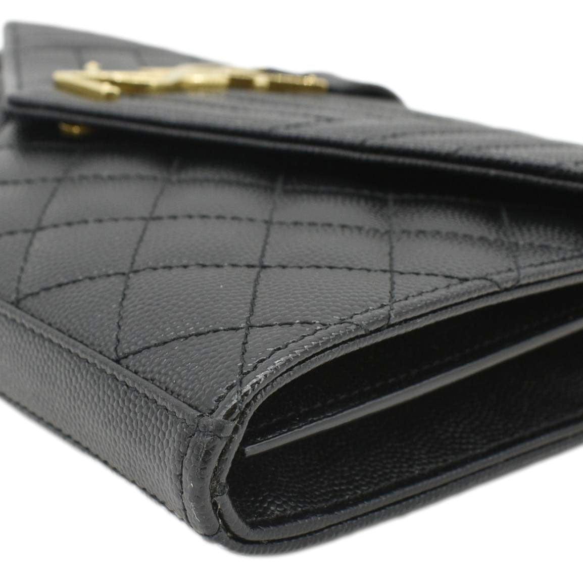 YVES SAINT LAURENT WOC Mixed Matelasse Leather Shoulder Bag Black