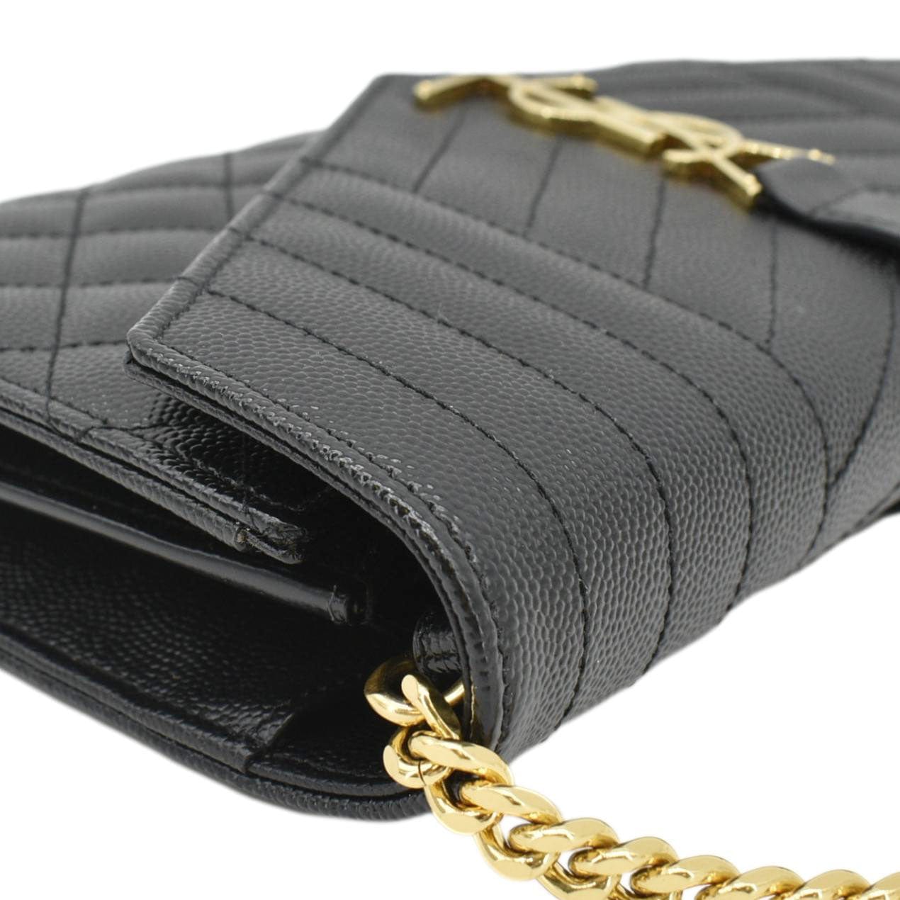 YVES SAINT LAURENT WOC Mixed Matelasse Leather Shoulder Bag Black