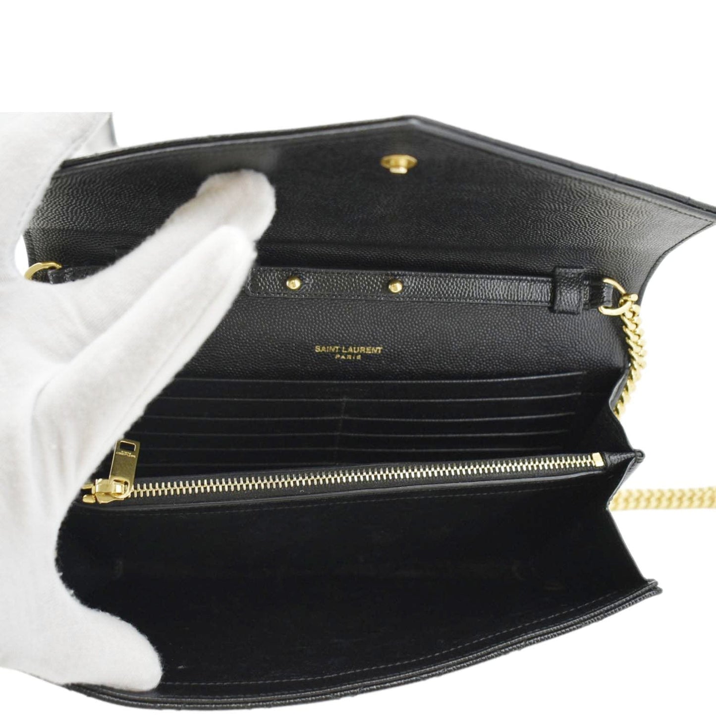 YVES SAINT LAURENT WOC Mixed Matelasse Leather Shoulder Bag Black