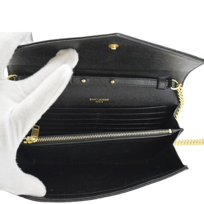 YVES SAINT LAURENT WOC Mixed Matelasse Leather Shoulder Bag Black