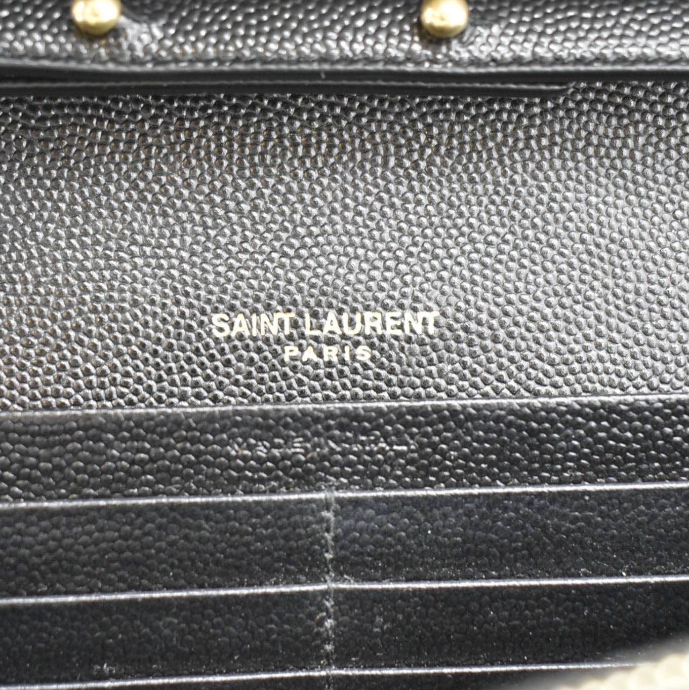 YVES SAINT LAURENT WOC Mixed Matelasse Leather Shoulder Bag Black