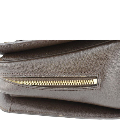 LOUIS VUITTON Triana Damier Ebene Satchel Bag Brown