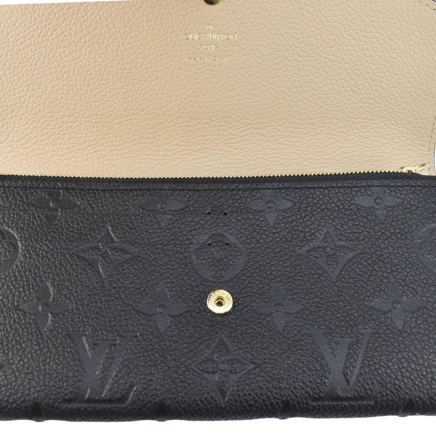 LOUIS VUITTON Emilie Monogram Empreinte Leather Wallet Black