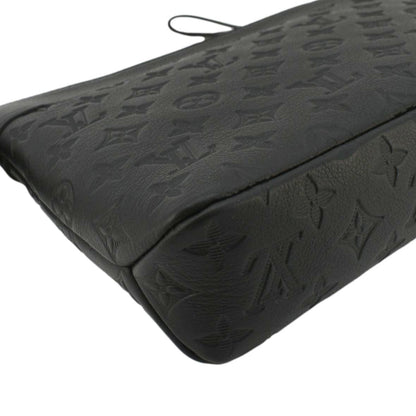 LOUIS VUITTON Pochette Voyage Monogram Shadow Leather Pouch Black