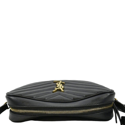 YVES SAINT LAURENT Lou Chevron Leather Camera Crossbody Bag Black