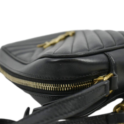 YVES SAINT LAURENT Lou Chevron Leather Camera Crossbody Bag Black