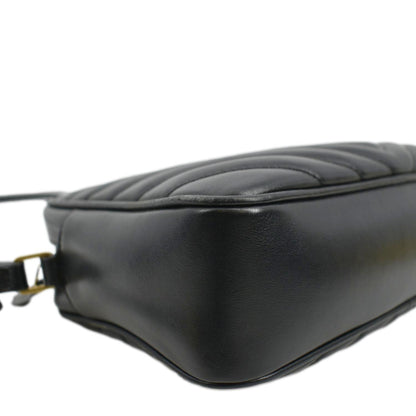 YVES SAINT LAURENT Lou Chevron Leather Camera Crossbody Bag Black