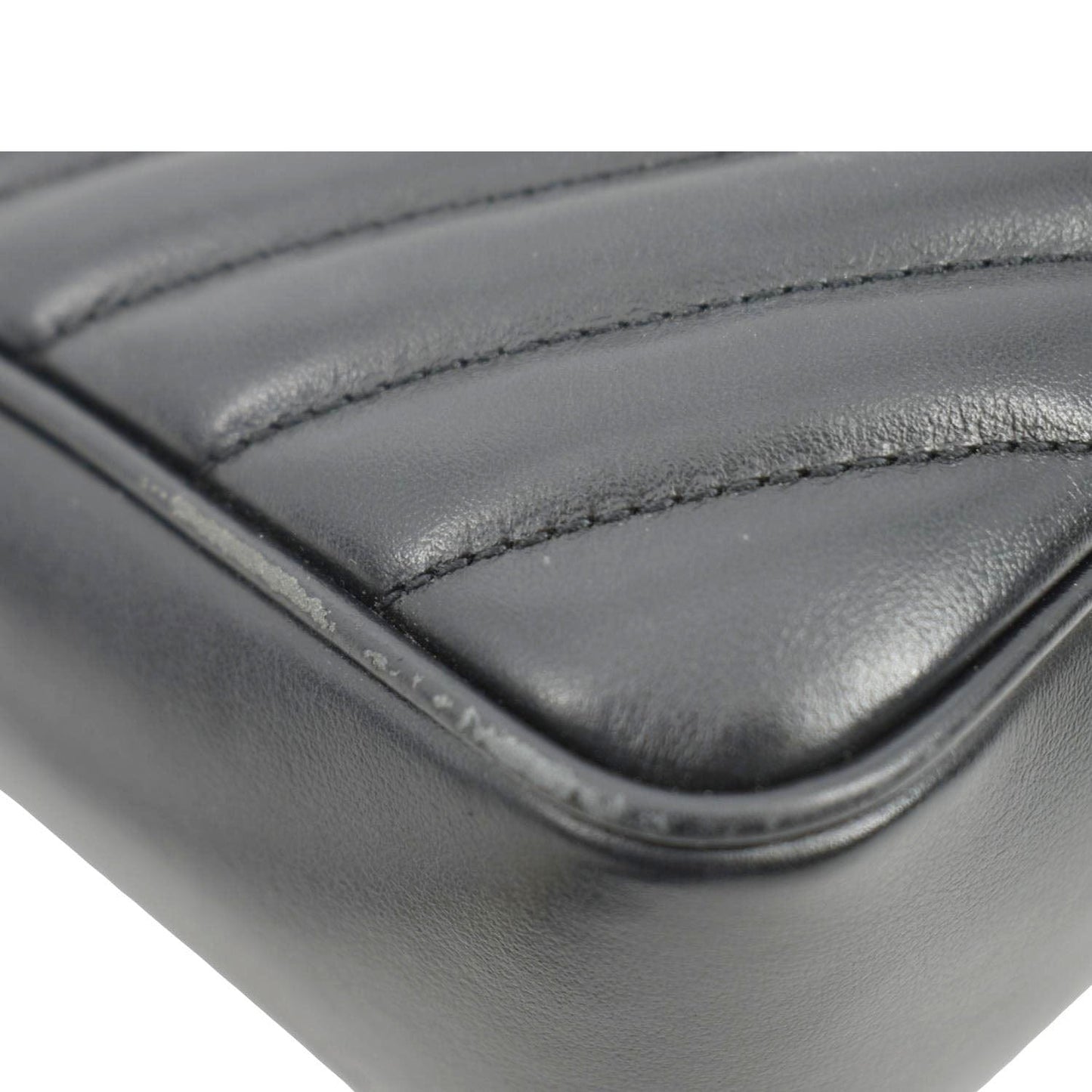 YVES SAINT LAURENT Lou Chevron Leather Camera Crossbody Bag Black