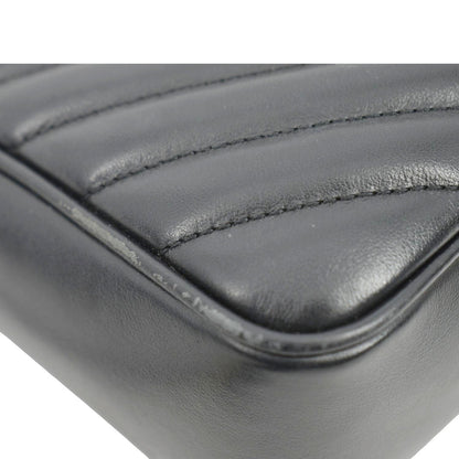 YVES SAINT LAURENT Lou Chevron Leather Camera Crossbody Bag Black