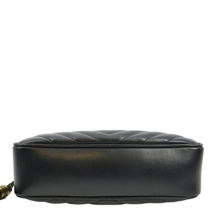 YVES SAINT LAURENT Lou Chevron Leather Camera Crossbody Bag Black