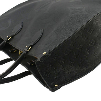 LOUIS VUITTON Onthego GM Monogram Empreinte Leather Tote Bag Black