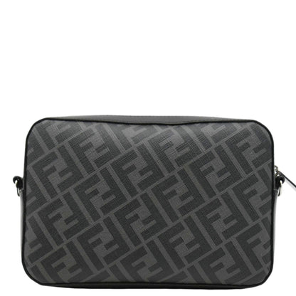 FENDI Diagonal Medium FF Zucca Canvas Camera Case Crossbody Bag Black