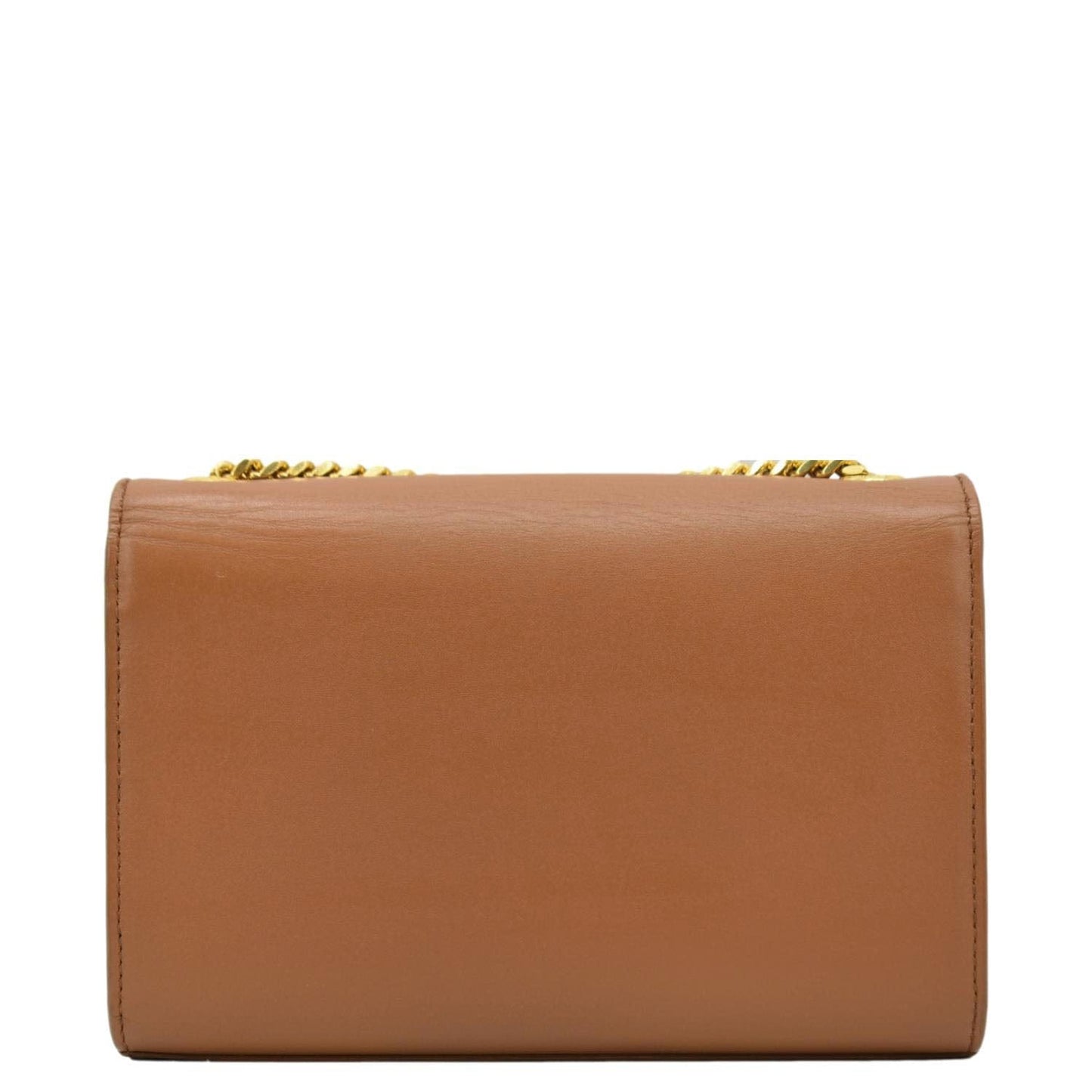 YVES SAINT LAURENT Kate Leather Chain Clutch Crossbody Bag Tan