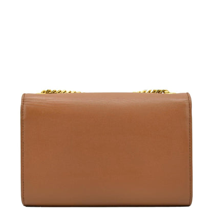 YVES SAINT LAURENT Kate Leather Chain Clutch Crossbody Bag Tan