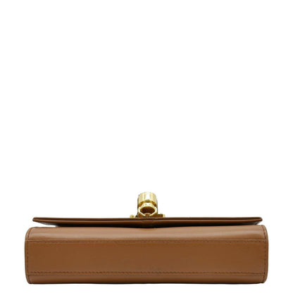 YVES SAINT LAURENT Kate Leather Chain Clutch Crossbody Bag Tan