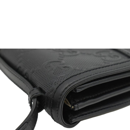 GUCCI GG Embossed Leather Messenger Bag Black 625782