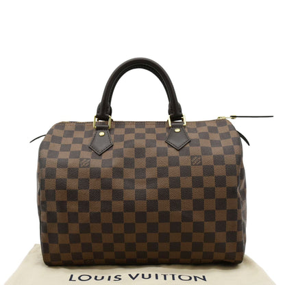 LOUIS VUITTON Speedy 30 Damier Ebene Satchel Bag Brown