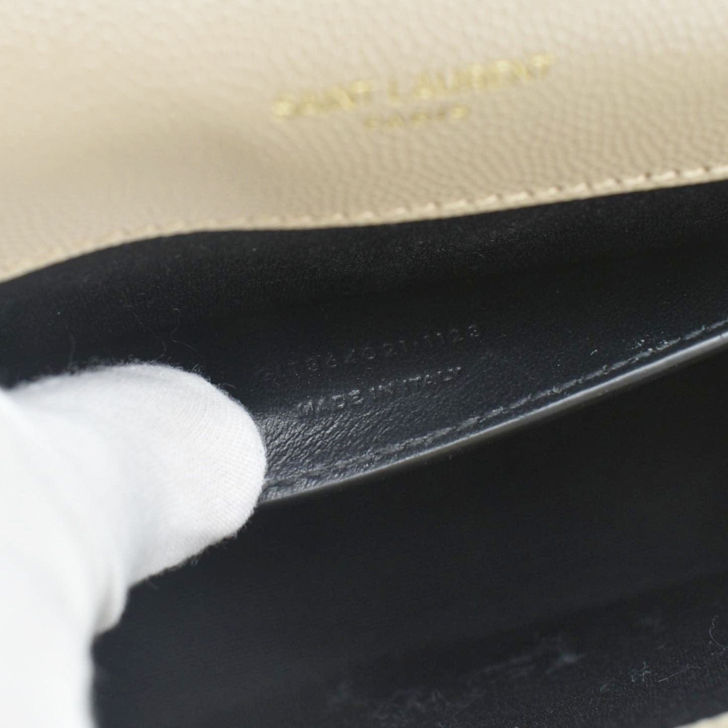 YVES SAINT LAURENT Kate  Leather Chain Crossbody Bag Cream