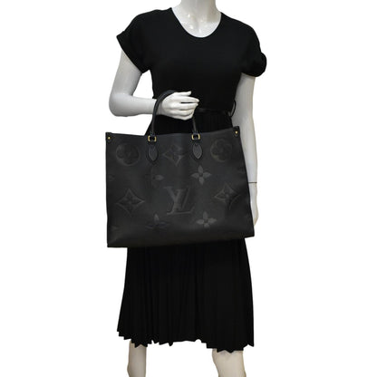 LOUIS VUITTON Onthego GM  Monogram Empreinte Leather Tote Bag Black