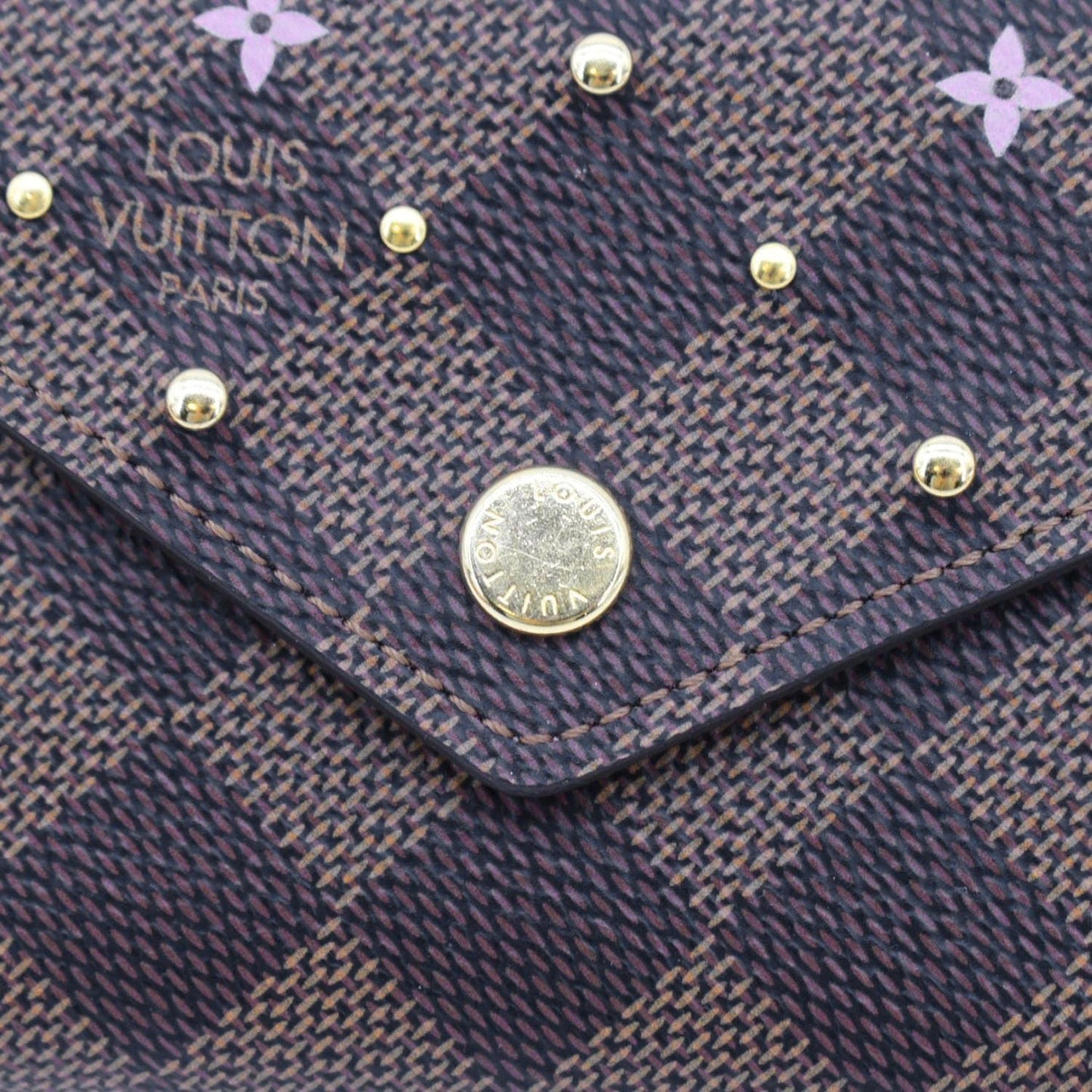 LOUIS VUITTON Studded Victorine Damier Ebene Wallet Brown