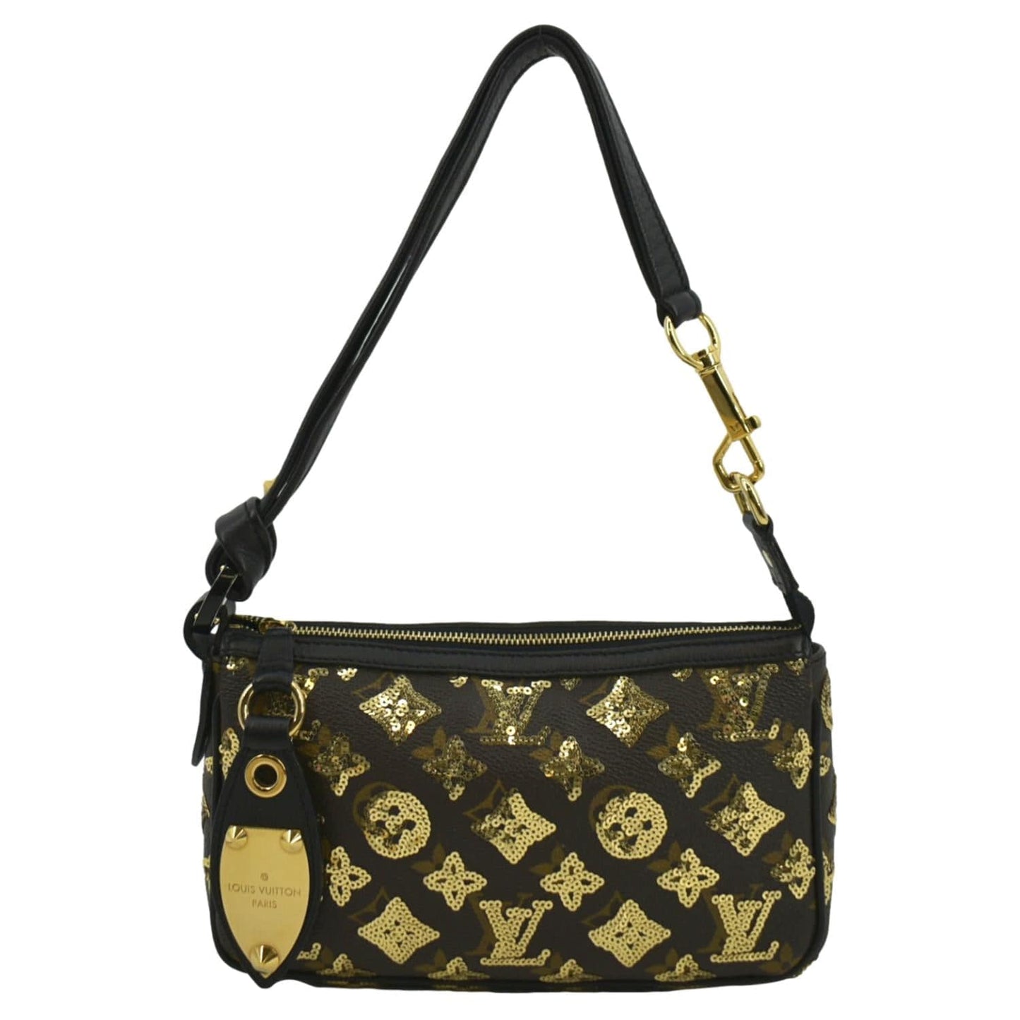 LOUIS VUITTON Mini Pochette Monogram Sequins Eclipse Accessoires Pouch Brown