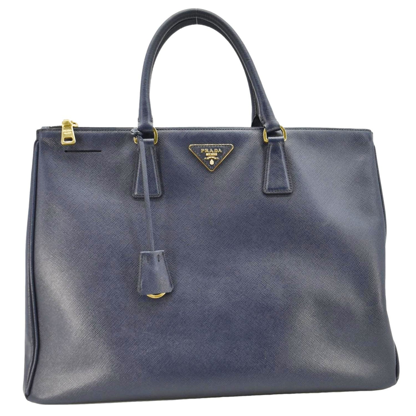 PRADA Galleria Double Zip Saffiano Leather Top Handle Tote Bag Blue