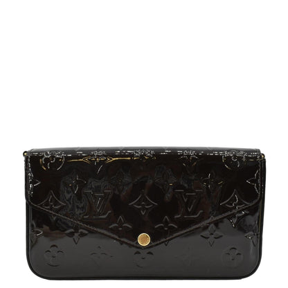LOUIS VUITTON Felicie Pochette Monogram Vernis Crossbody Bag Amarante