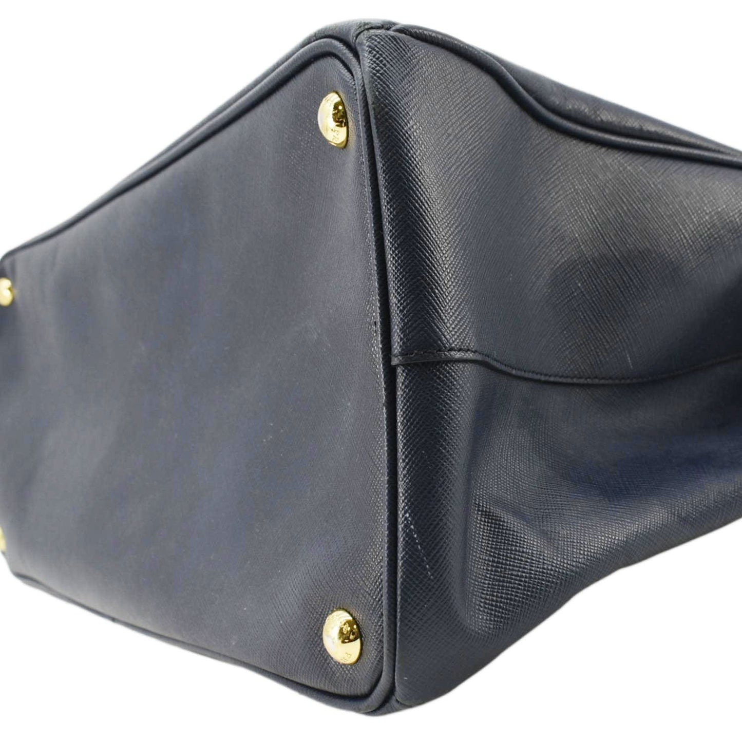 PRADA Galleria Double Zip Saffiano Leather Top Handle Tote Bag Blue