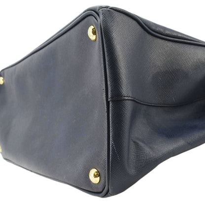 PRADA Galleria Double Zip Saffiano Leather Top Handle Tote Bag Blue