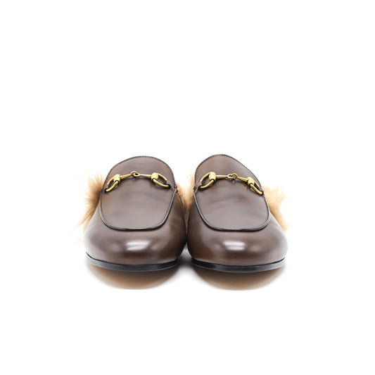 GUCCI Princetown Leather Slipper Dark Brown Size37.5