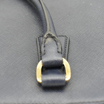 PRADA Galleria Double Zip Saffiano Leather Top Handle Tote Bag Blue
