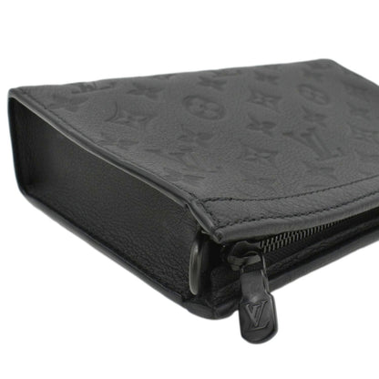 LOUIS VUITTON Gaston Wearable Wallet Monogram Shadow Leather Crossbody Bag Black