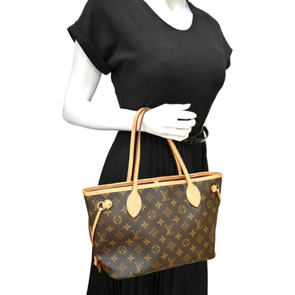 LOUIS VUITTON Neverfull PM Monogram Canvas Tote Bag Brown