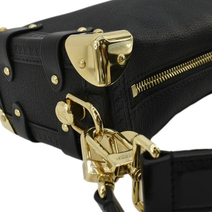 LOUIS VUITTON Side Trunk PM Grained Calf Leather Tote Bag Black