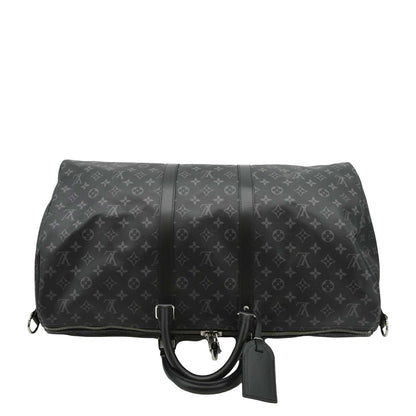 LOUIS VUITTON Keepall 55 Bandouliere Monogram Eclipse Travel Bag Black