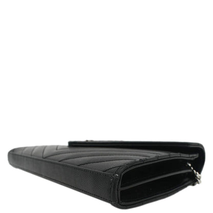 YVES SAINT LAURENT Cassandre Chain Wallet Leather Crossbody Bag Black