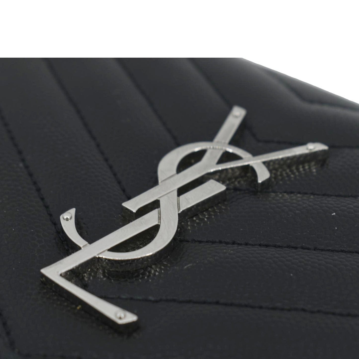 YVES SAINT LAURENT Cassandre Chain Wallet Leather Crossbody Bag Black