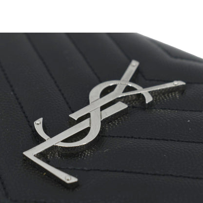 YVES SAINT LAURENT Cassandre Chain Wallet Leather Crossbody Bag Black