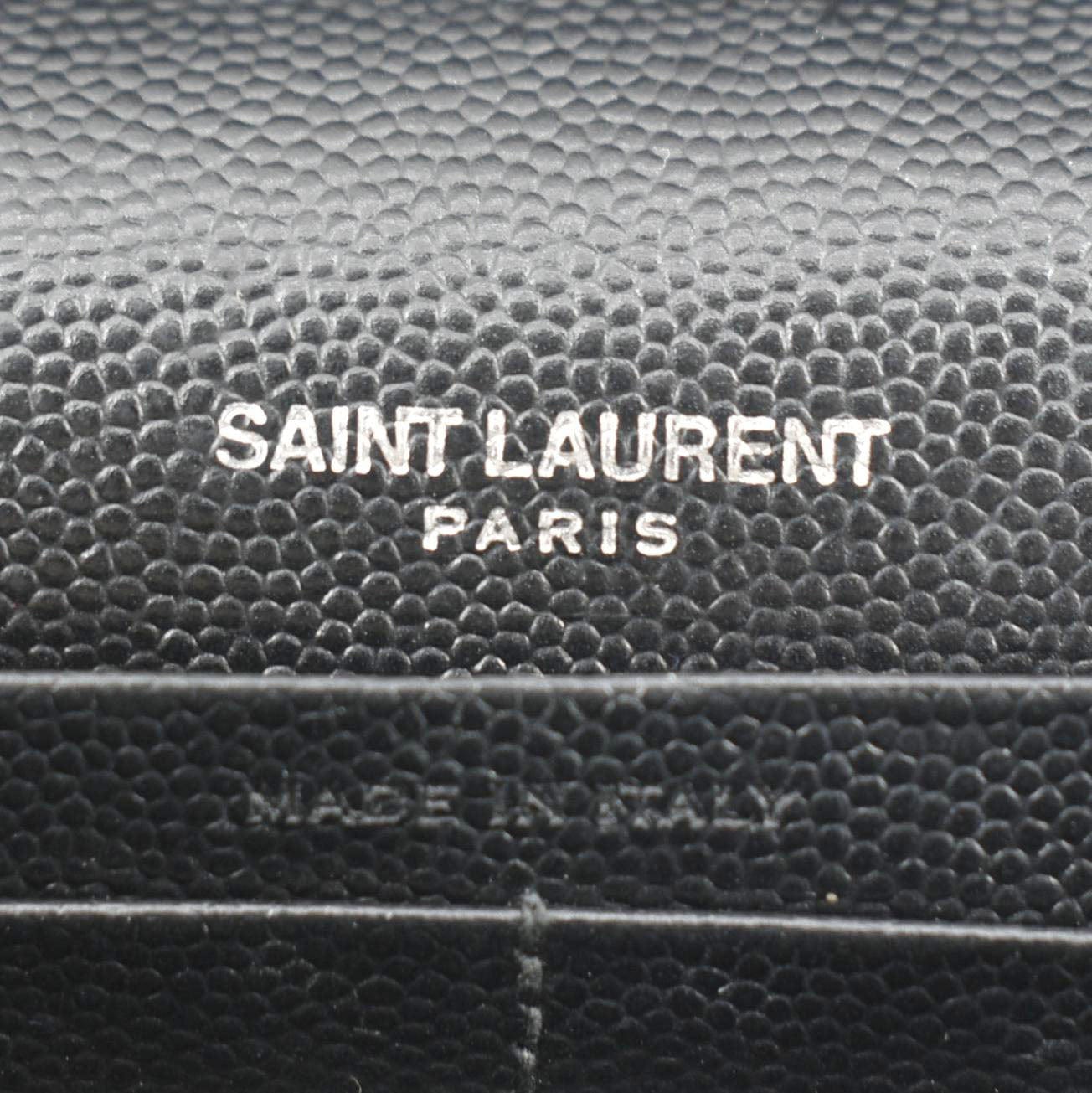 YVES SAINT LAURENT Cassandre Chain Wallet Leather Crossbody Bag Black