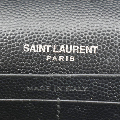 YVES SAINT LAURENT Cassandre Chain Wallet Leather Crossbody Bag Black