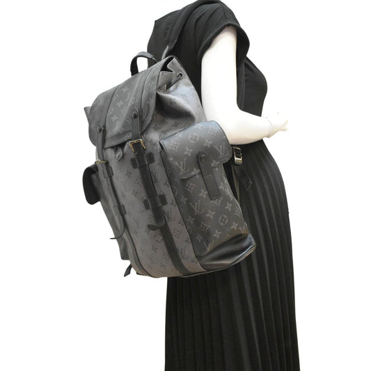 LOUIS VUITTON Christopher PM Reverse Monogram Eclipse Backpack Bag Black