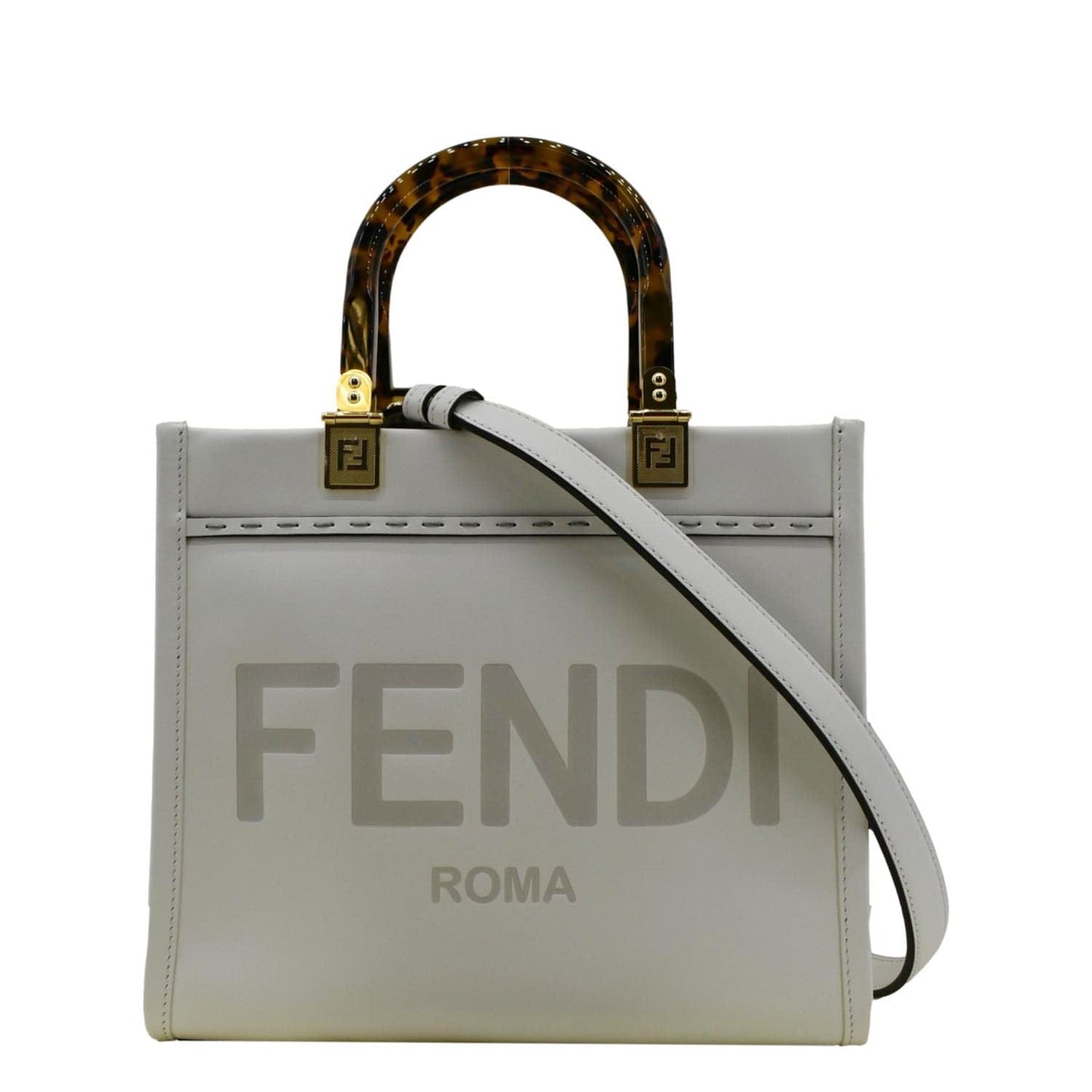 FENDI Sunshine Small Leather Crossbody Bag Off White