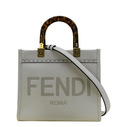 FENDI Sunshine Small Leather Crossbody Bag Off White