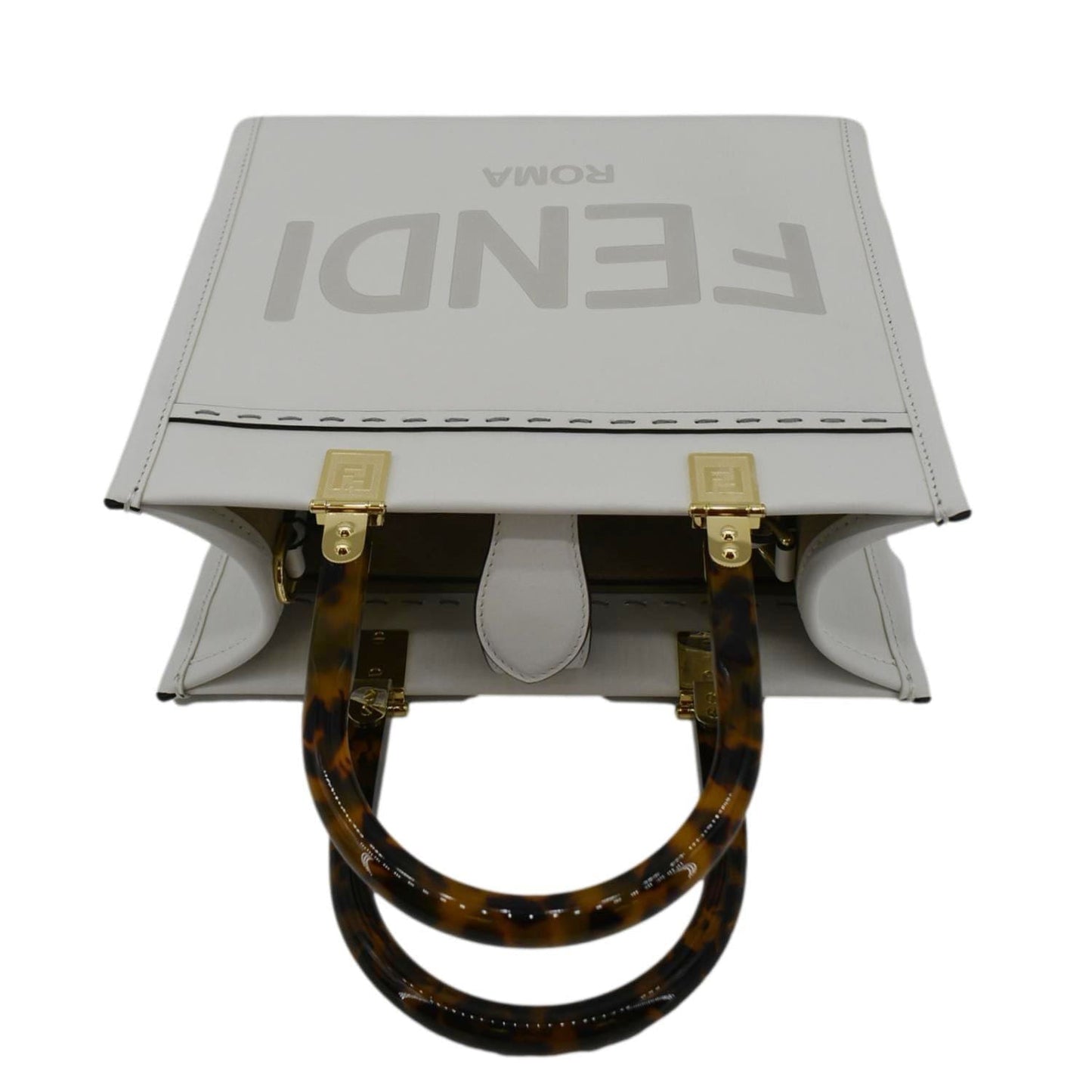 FENDI Sunshine Small Leather Crossbody Bag Off White