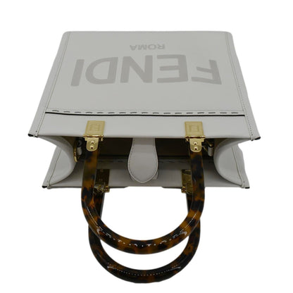 FENDI Sunshine Small Leather Crossbody Bag Off White